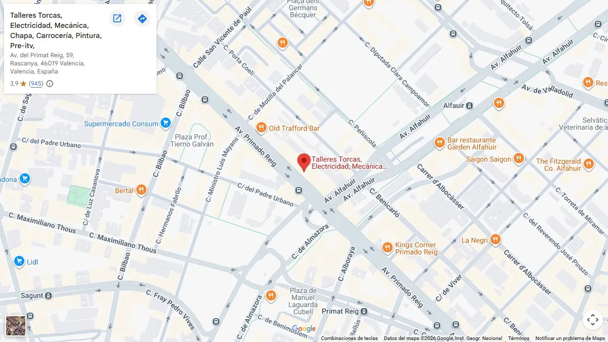Mapa de ubicación de Talleres Torcas, Av. Primado Reig, 59